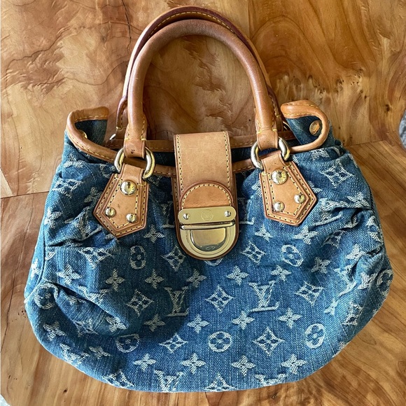 Vintage - Louis Vuitton Denim and Tan Shoulder Bag - Picture 1 of 17